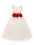 Kids Dream Big Girls Ivory Red Floral Satin Junior Bridesmaid Dress 8-14 - SophiasStyle.com